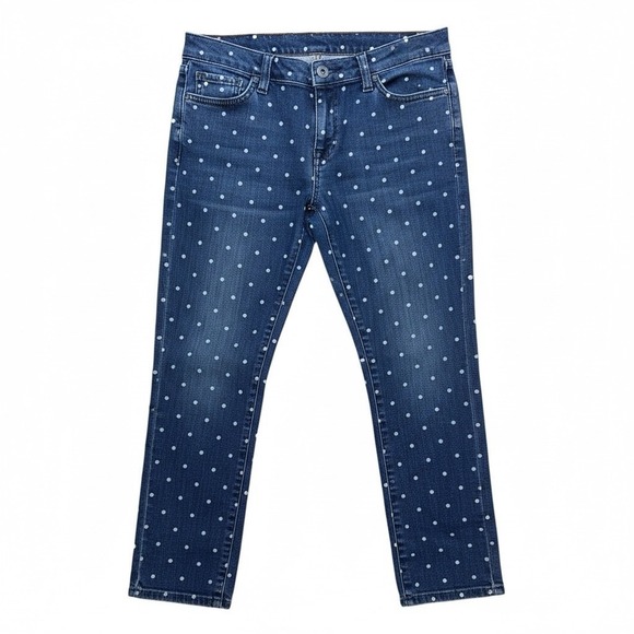 Tommy Hilfiger Denim - Tommy Hilfiger Jeans Women's Size 4‎ Blue Polka Dot Denim Cropped Skinny Stretch